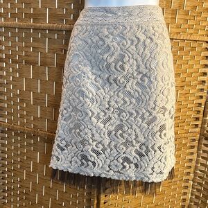 Hem & Thread Lace Mini Skirt Cream Tulle Hem Romantic Size Small